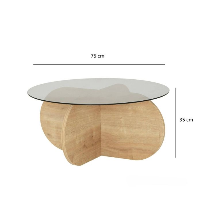 Tavolino da salotto Gliese, Tavolo basso da soggiorno, Ripiano da caffè, Tavolino per divano, 75x75h35 cm, Rovere