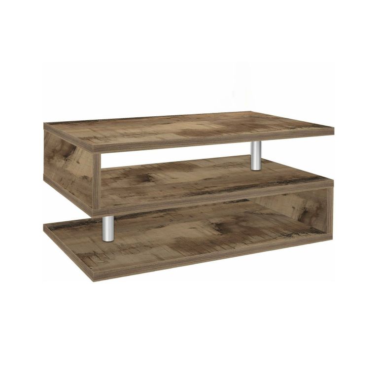 Tavolino da salotto Goffredo, Tavolino soggiorno, Mobile portaoggetti basso, Tavolino da caffè, 90x55h41 cm, Acero