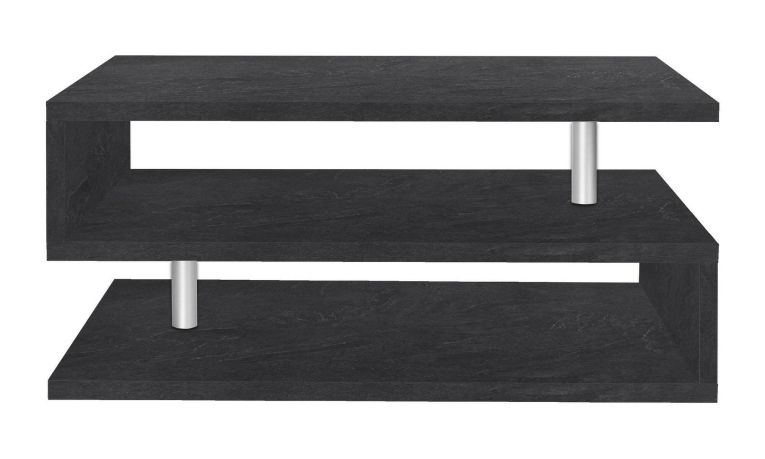 Tavolino da salotto Goffredo, Tavolino soggiorno, Mobile portaoggetti basso, Tavolino da caffè, 90x55h41 cm, Ardesia