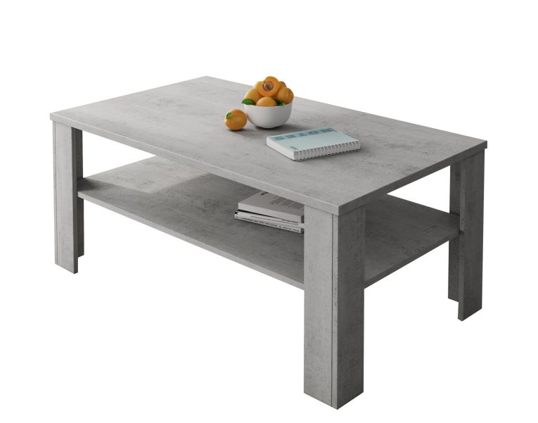 Tavolino da Salotto Grigio Cemento un Vano Forma Rettangolare 110x65x47h cm, Sfumatura Colore Ripiano Cemento - Rora