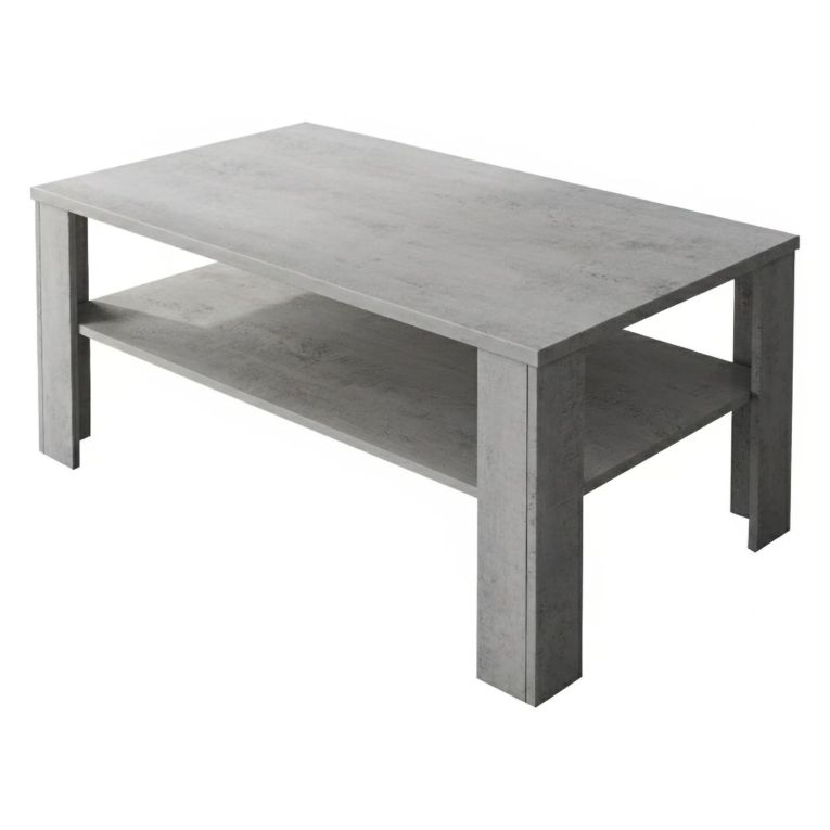 Tavolino da Salotto Grigio Cemento un Vano Forma Rettangolare 110x65x47h cm, Sfumatura Colore Ripiano Cemento - Rora