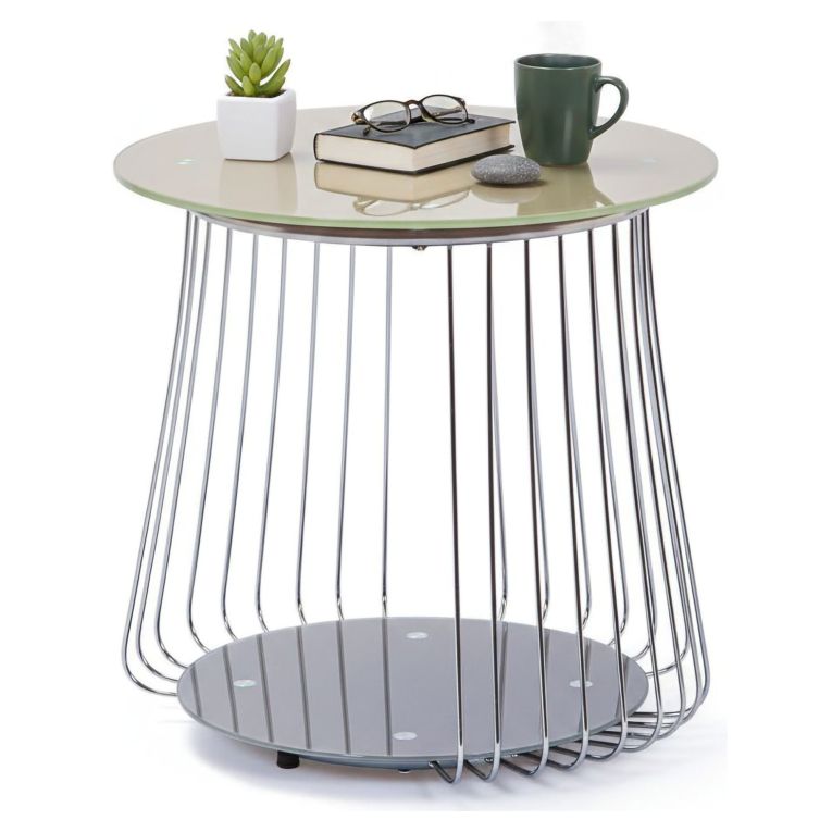 Tavolino da Salotto Grigio Forma Circolare Materiale Piano in Metallo 50x50x50h cm, Colore Ripiano Grigio - Cavalese