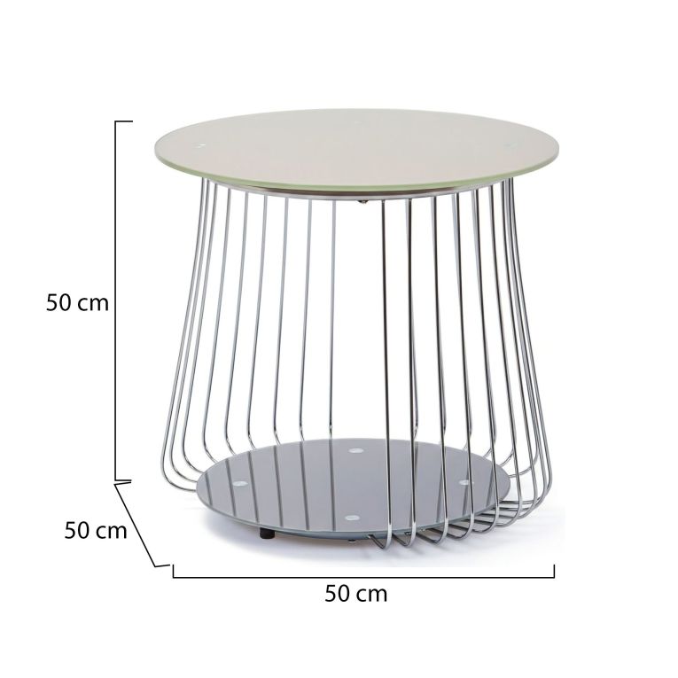 Tavolino da Salotto Grigio Forma Circolare Materiale Piano in Metallo 50x50x50h cm, Colore Ripiano Grigio - Cavalese