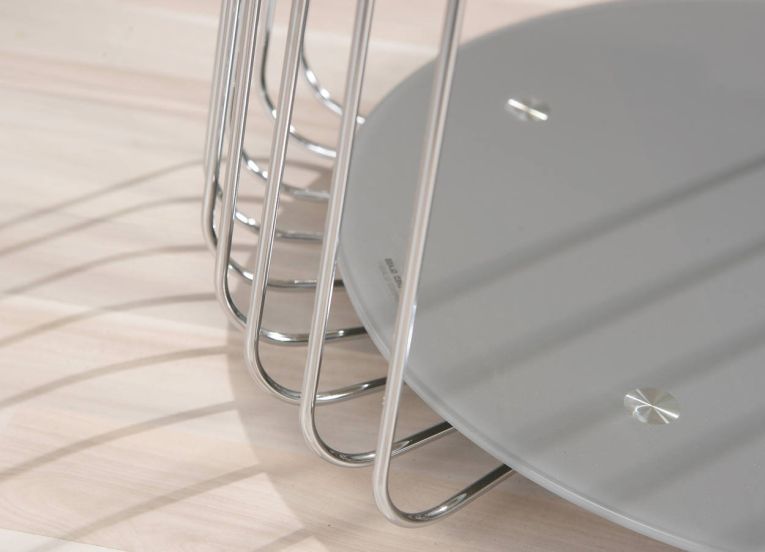Tavolino da Salotto Grigio Forma Circolare Materiale Piano in Metallo 50x50x50h cm, Colore Ripiano Grigio - Cavalese