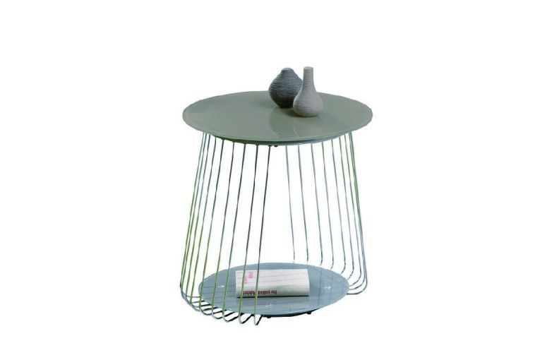 Tavolino da Salotto Grigio Forma Circolare Materiale Piano in Metallo 50x50x50h cm, Colore Ripiano Grigio - Cavalese