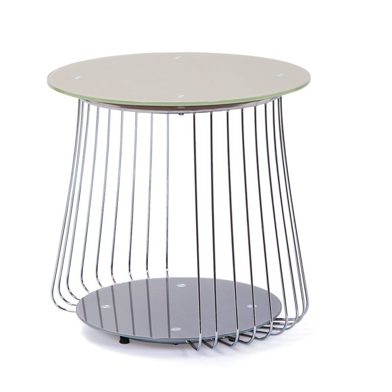 Tavolino da Salotto Grigio Forma Circolare Materiale Piano in Metallo 50x50x50h cm, Colore Ripiano Grigio - Cavalese