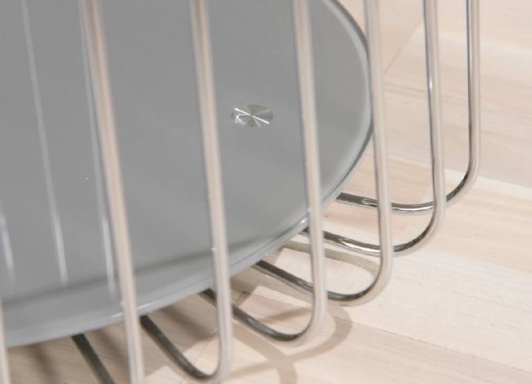 Tavolino da Salotto Grigio Forma Circolare Materiale Piano in Metallo 50x50x50h cm, Colore Ripiano Grigio - Cavalese