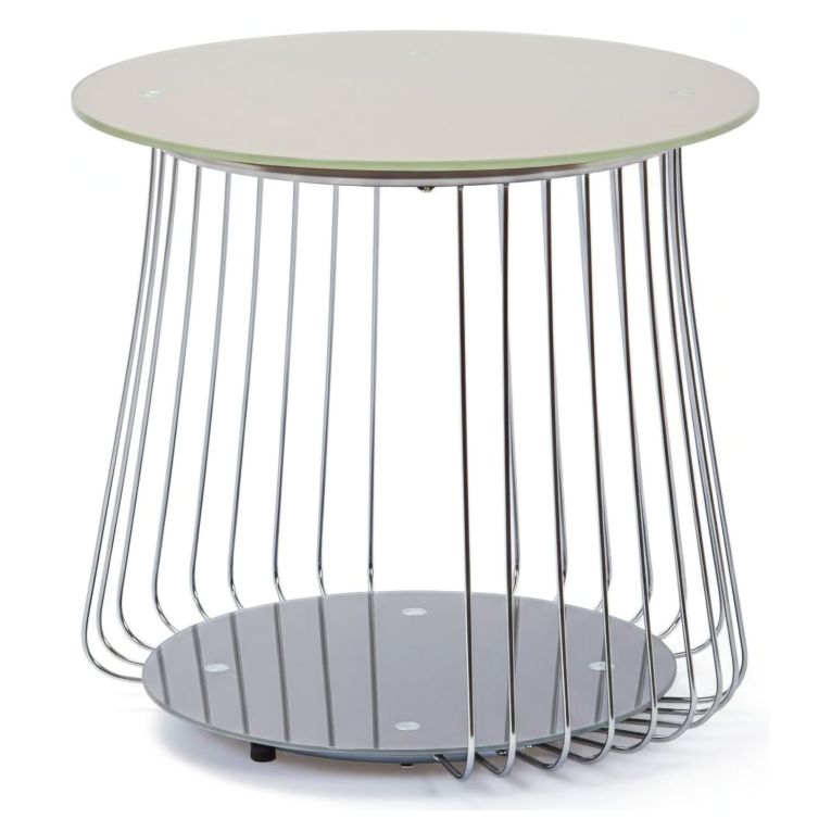 Tavolino da Salotto Grigio Forma Circolare Materiale Piano in Metallo 50x50x50h cm, Colore Ripiano Grigio - Cavalese