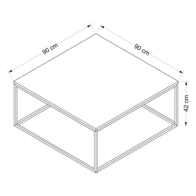 Tavolino da Salotto Grigio Nero un Vano Forma Rettangolare 90x90x42h cm, Colore Struttura Nero - Arcella