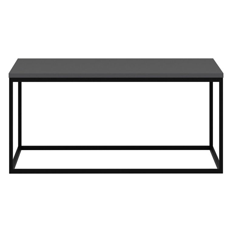 Tavolino da Salotto Grigio Nero un Vano Forma Rettangolare 90x90x42h cm, Colore Struttura Nero - Arcella