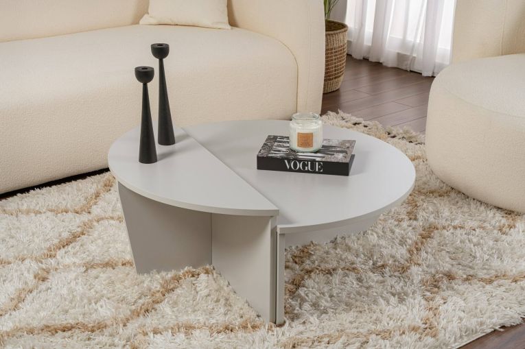 Tavolino da Salotto Grigio Peso Massimo Supportato 15 kg Forma Ovale 90x60x35h cm, Materiale Piano in Legno Nobilitato - Mansue