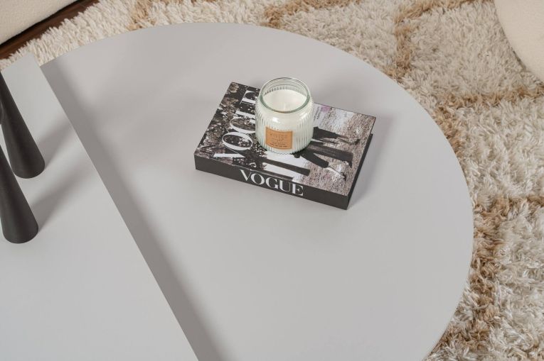 Tavolino da Salotto Grigio Peso Massimo Supportato 15 kg Forma Ovale 90x60x35h cm, Materiale Piano in Legno Nobilitato - Mansue