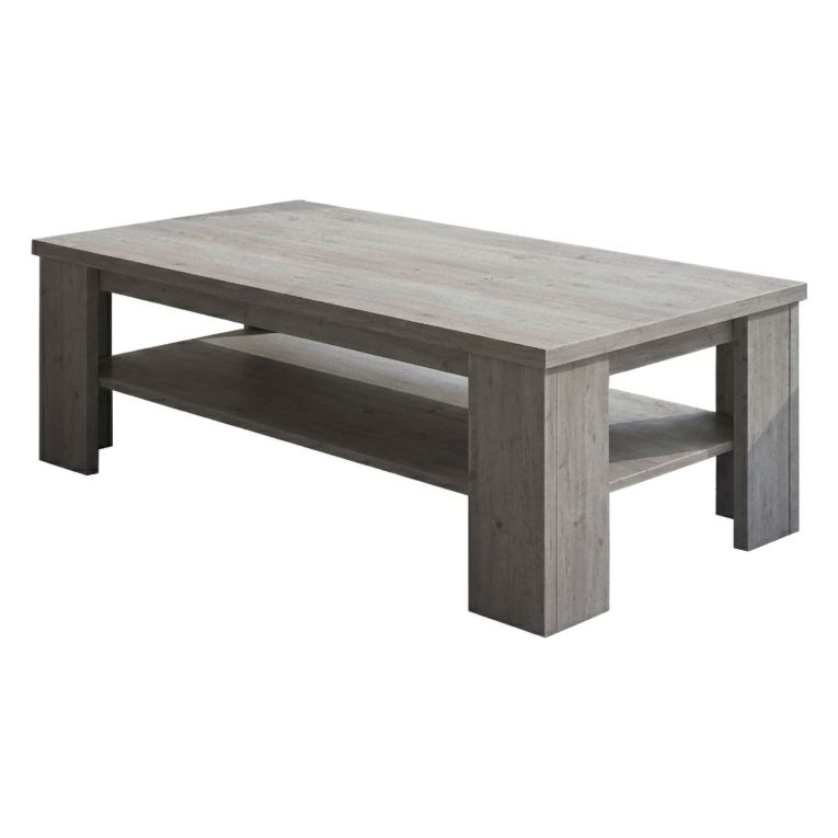 Tavolino da Salotto Grigio Rovere Grigio un Vano Forma Rettangolare 130x67x41h cm, Sfumatura Colore Ripiano Rovere Grigio - Carlazzo