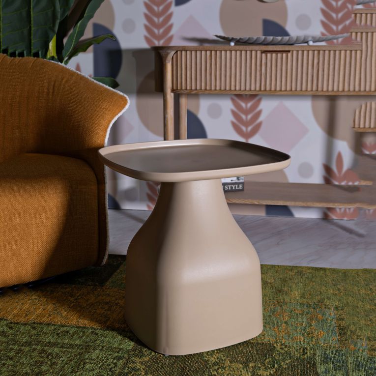 Tavolino da Salotto Grigio Tortora Adatto per Indoor-outdoor Forma Quadrato 48x48x50h cm, Colore Ripiano Grigio - Inhamb
