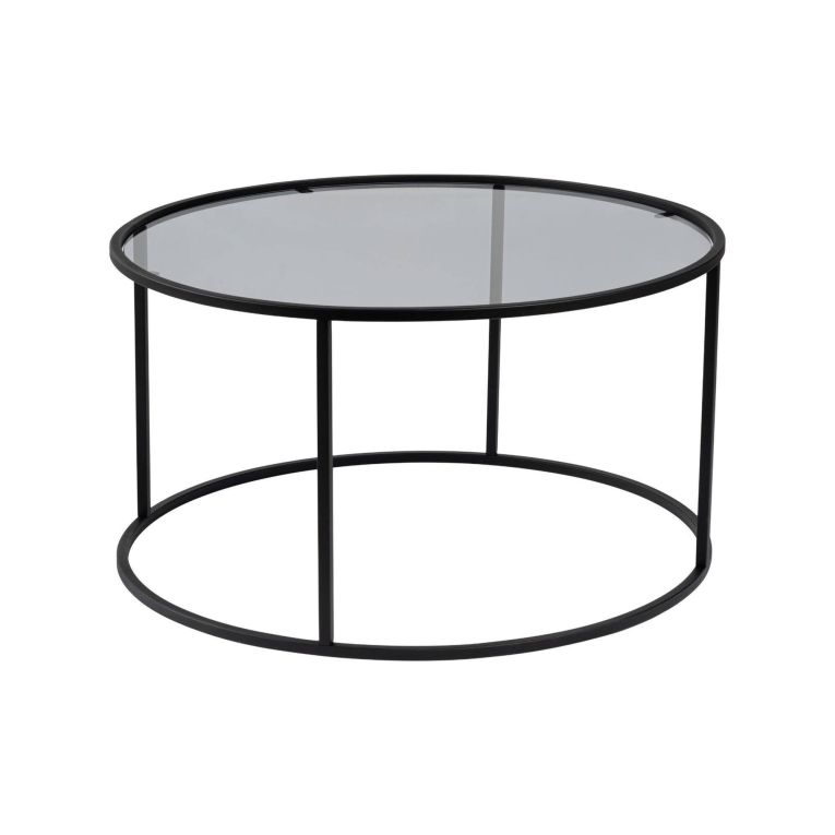 Tavolino da salotto Guidi, Tavolo basso da caffè, Portariviste per divano, Ripiano da soggiorno, 80x80 h43 cm, Nero e Grigio