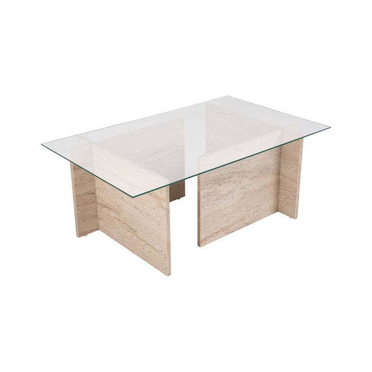Tavolino da salotto Illasi, Tavolo basso da caffè, Portariviste per divano, Ripiano da soggiorno, 105x65 h40 cm, Beige