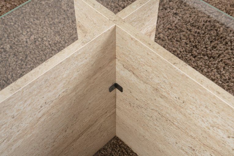Tavolino da salotto Illasi, Tavolo basso da caffè, Portariviste per divano, Ripiano da soggiorno, 105x65 h40 cm, Beige