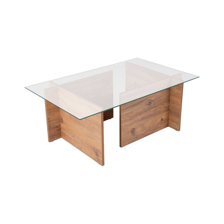 Tavolino da salotto Illasi, Tavolo basso da caffè, Portariviste per divano, Ripiano da soggiorno, 105x65 h40 cm, Pino