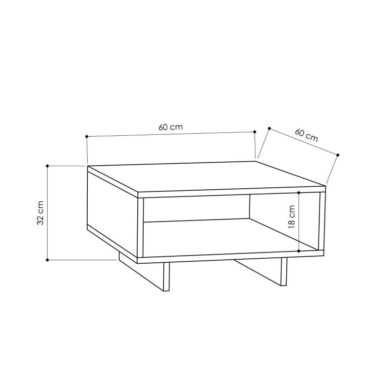 Tavolino da salotto Iocaste, Tavolo basso da caffè, Portariviste per divano, Ripiano da soggiorno, 60x60 h32 cm, Bianco e Antracite