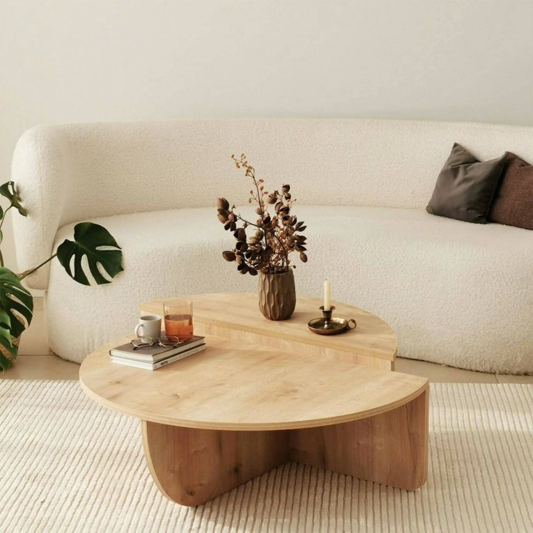 Tavolino da salotto irregolare rovere 90x90x35h cm - Azim