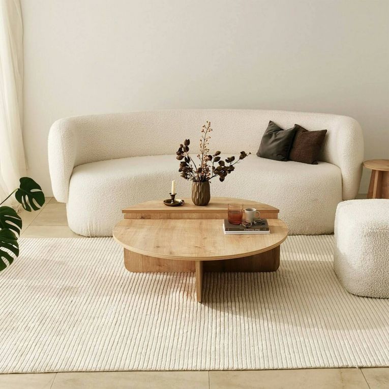 Tavolino da salotto irregolare rovere 90x90x35h cm - Azim