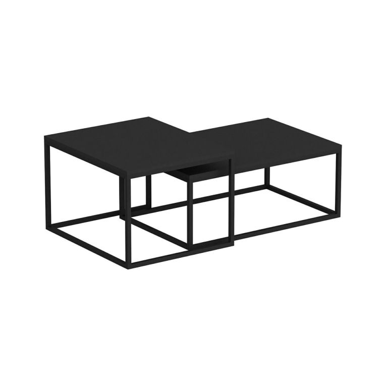 Tavolino da salotto Itzamna, Tavolo basso da caffè, Portariviste per divano, Ripiano da soggiorno, 72x37 h45 cm, Nero