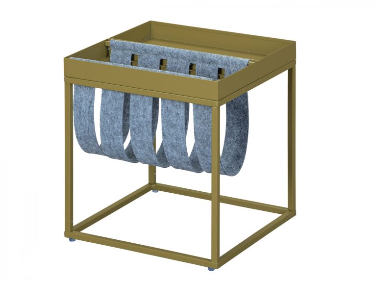 Tavolino da salotto Kamen, Portariviste per divano, Ripiano da soggiorno, 35x40 h35 cm, Verde