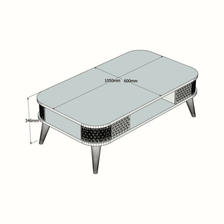Tavolino da salotto Kocab, Tavolo basso da soggiorno, Ripiano da caffè, Tavolino per divano, 105x60h35 cm, Quercia