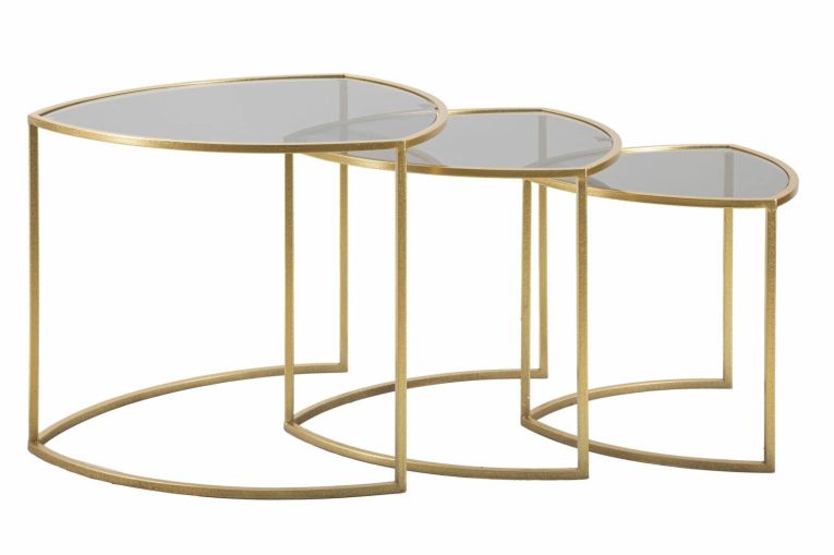 Tavolino da salotto Laetitia, Tavolo basso da caffè, Portariviste per divano, Ripiano da soggiorno, 60x60 h50 cm, Oro