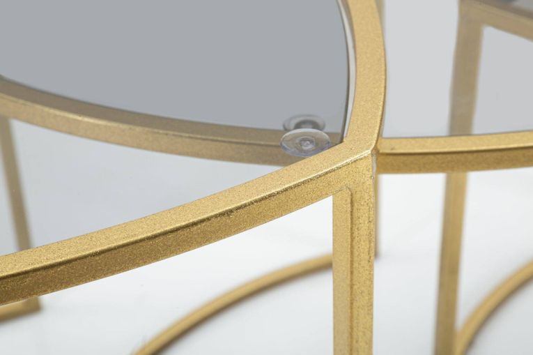 Tavolino da salotto Laetitia, Tavolo basso da caffè, Portariviste per divano, Ripiano da soggiorno, 60x60 h50 cm, Oro