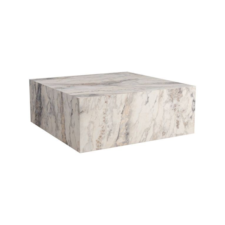 Tavolino da salotto Lemina, Tavolo basso da caffè, Portariviste per divano, Ripiano da soggiorno, 90x90 h35 cm, Marmo
