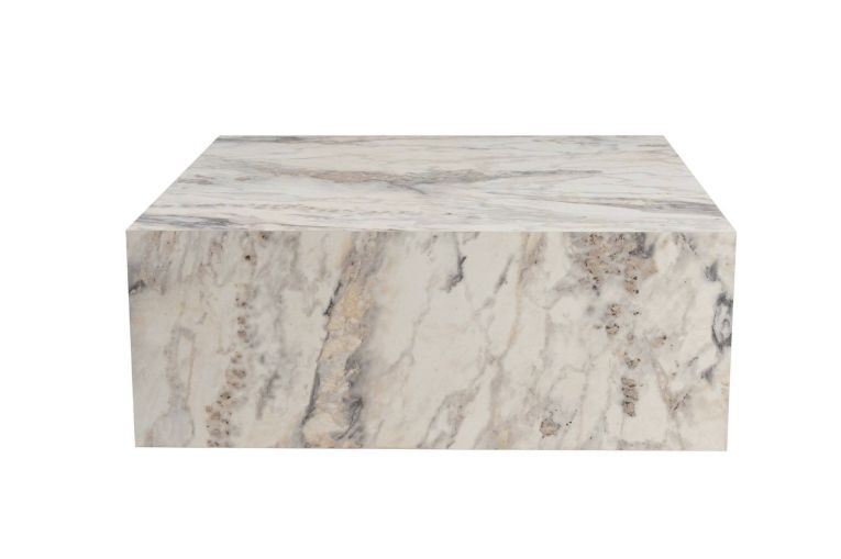 Tavolino da salotto Lemina, Tavolo basso da caffè, Portariviste per divano, Ripiano da soggiorno, 90x90 h35 cm, Marmo
