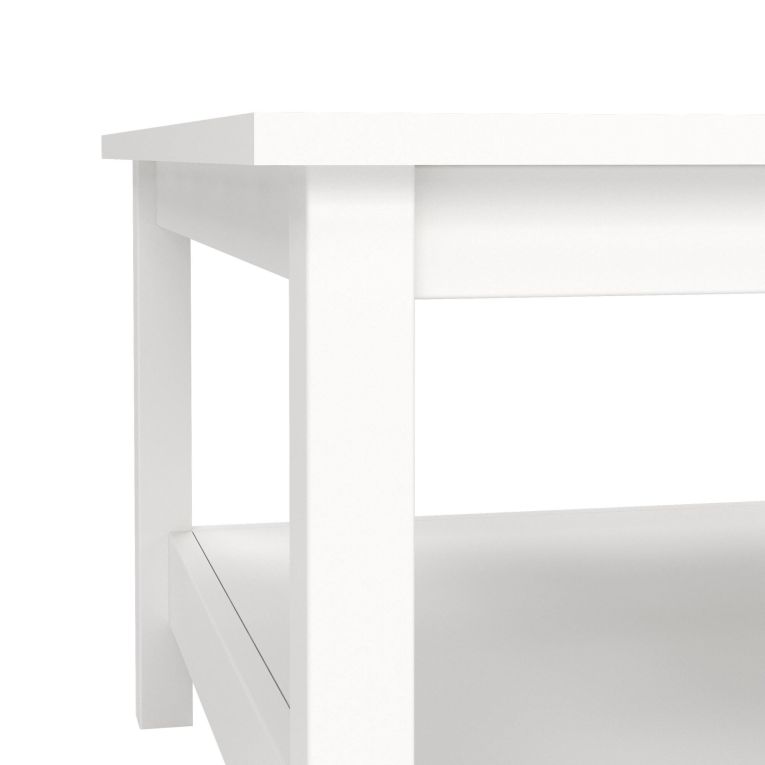 Tavolino da salotto Leonie, Tavolo basso da caffè, Portariviste per divano, Ripiano da soggiorno, 81x81 h45 cm, Bianco
