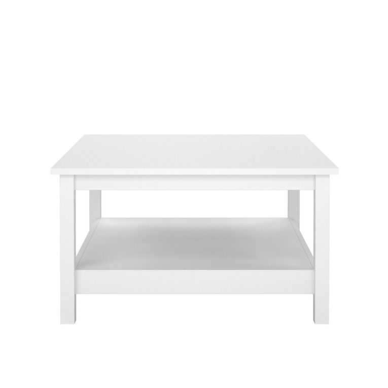 Tavolino da salotto Leonie, Tavolo basso da caffè, Portariviste per divano, Ripiano da soggiorno, 81x81 h45 cm, Bianco