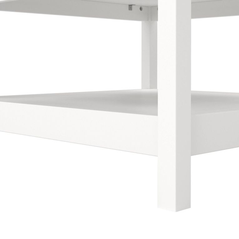 Tavolino da salotto Leonie, Tavolo basso da caffè, Portariviste per divano, Ripiano da soggiorno, 81x81 h45 cm, Bianco