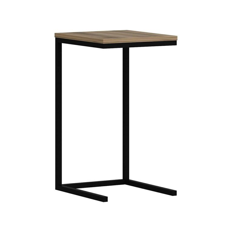 Tavolino da salotto Lyrae, Tavolo basso da caffè, Portariviste per divano, Ripiano da soggiorno, 35x40 h65 cm, Noce