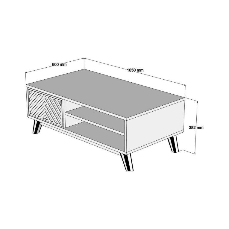 Tavolino da salotto Markab, Tavolo basso da soggiorno, Ripiano da caffè, Tavolino per divano, 105x60h38 cm, Noce e Bianco