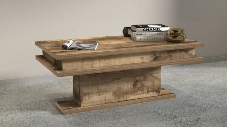 Tavolino da Salotto Marrone Acero Forma Rettangolare Materiale Piano in Legno Nobilitato 100x55x42h cm, Colore Ripiano Marrone Made in Italy - Iside
