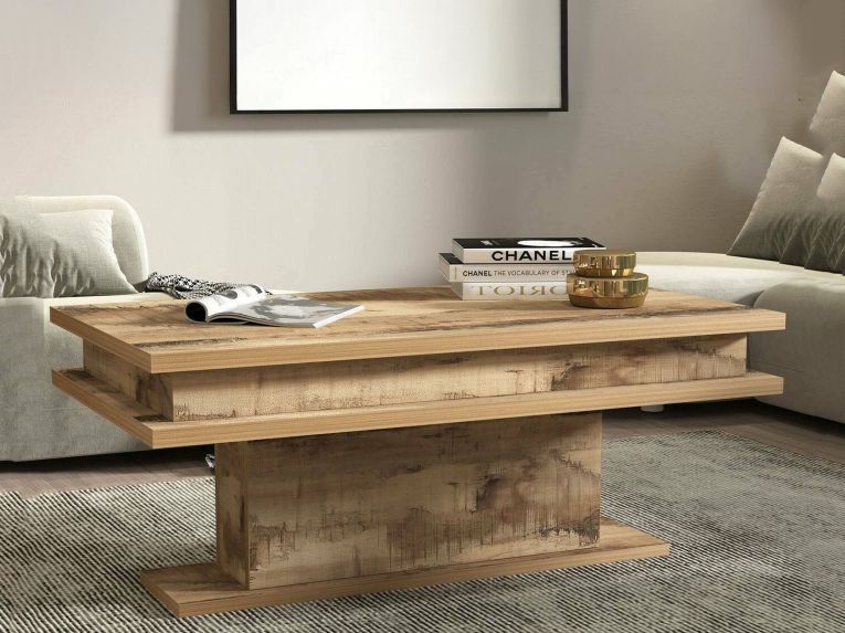 Tavolino da Salotto Marrone Acero Forma Rettangolare Materiale Piano in Legno Nobilitato 100x55x42h cm, Colore Ripiano Marrone Made in Italy - Iside