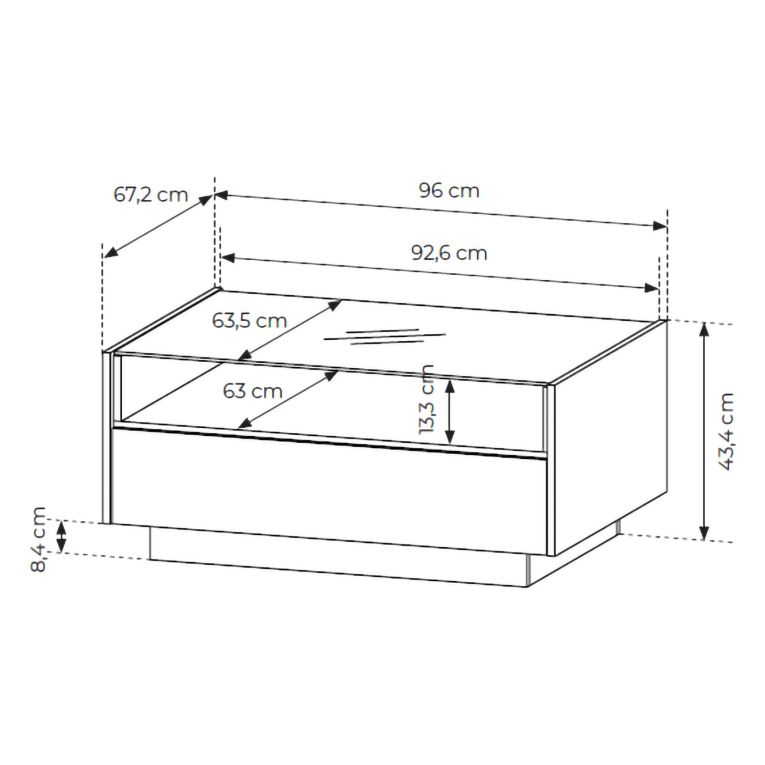 Tavolino da Salotto Marrone Chiaro Marrone Rovere un Cassetto un Vano 96x40x43h cm, Forma Rettangolare - Karisasa