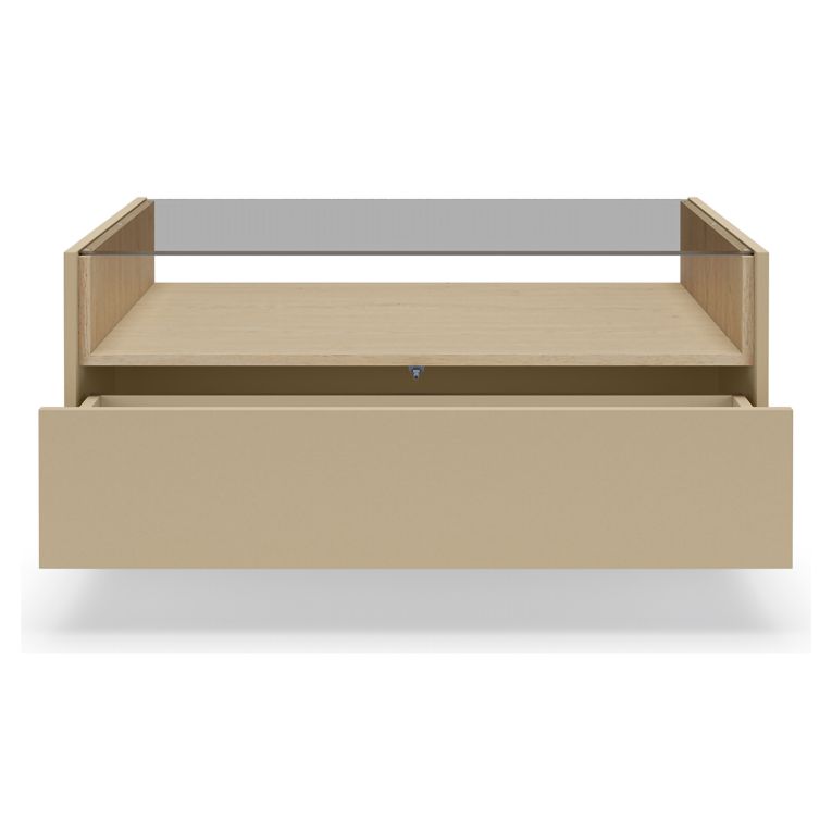 Tavolino da Salotto Marrone Chiaro Marrone Rovere un Cassetto un Vano 96x40x43h cm, Forma Rettangolare - Karisasa