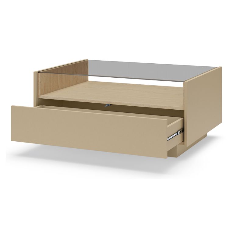 Tavolino da Salotto Marrone Chiaro Marrone Rovere un Cassetto un Vano 96x40x43h cm, Forma Rettangolare - Karisasa