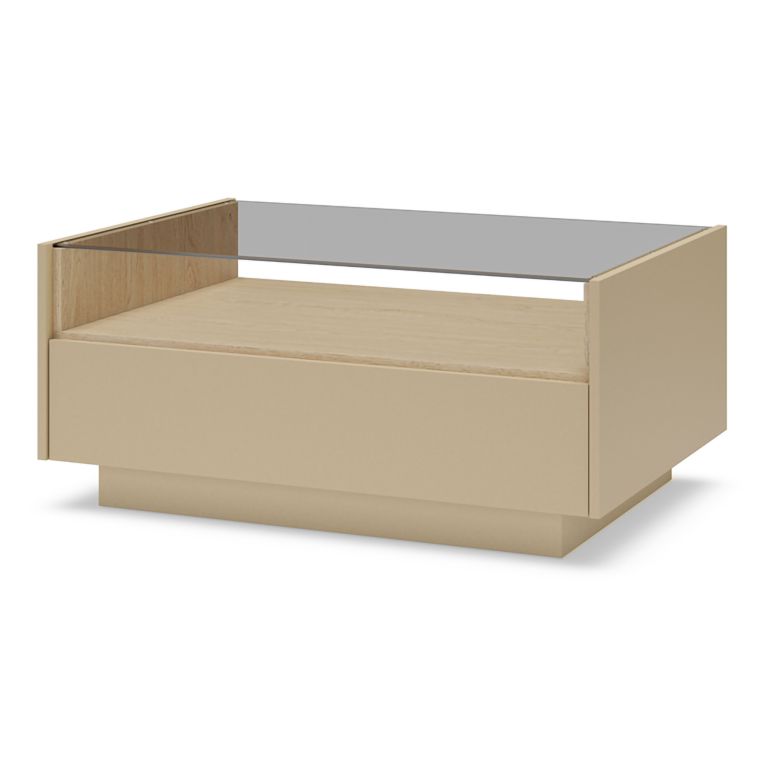 Tavolino da Salotto Marrone Chiaro Marrone Rovere un Cassetto un Vano 96x40x43h cm, Forma Rettangolare - Karisasa