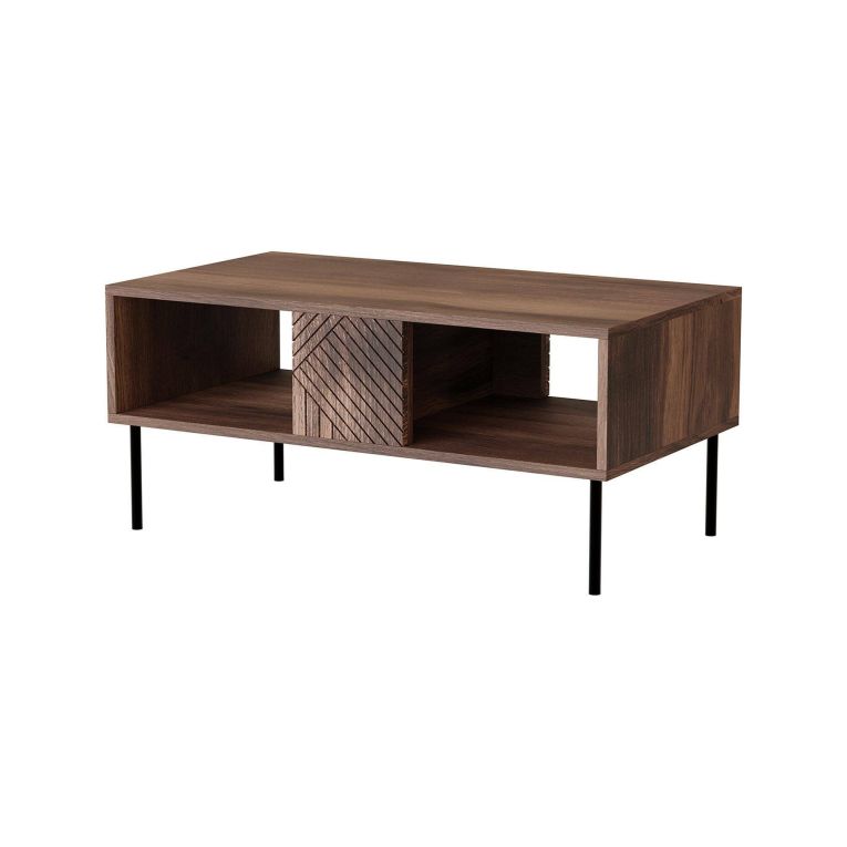 Tavolino da Salotto Marrone Noce 2 Vani Forma Rettangolare 100x55x43h cm, Sfumatura Colore Ripiano Noce - Gadon