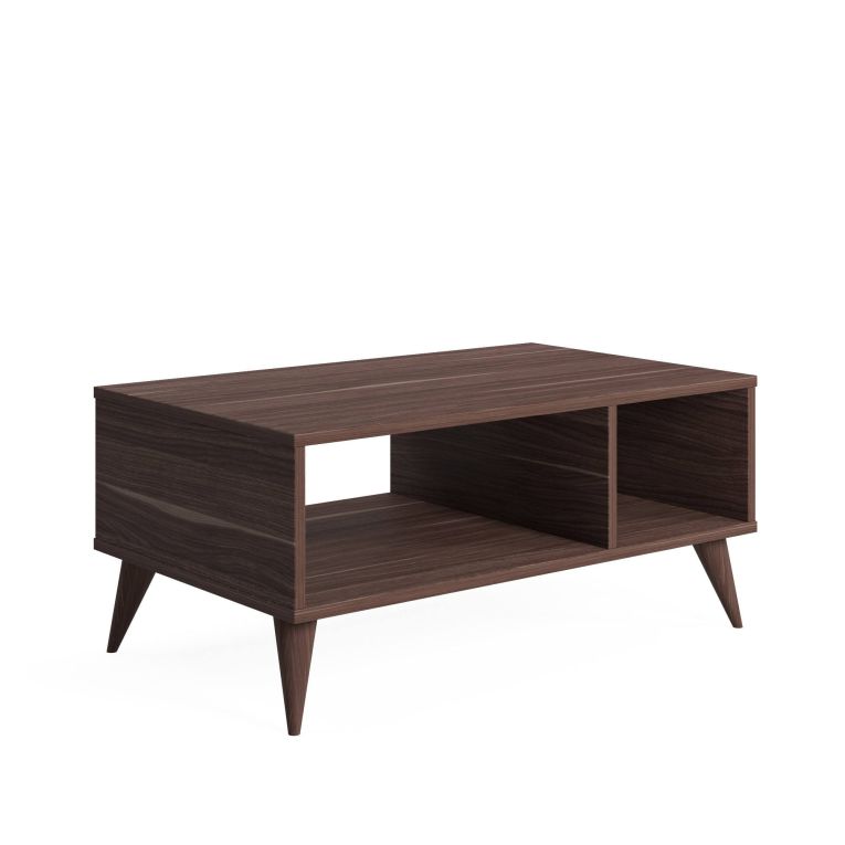 Tavolino da Salotto Marrone Noce 2 Vani Forma Rettangolare 90x40x55h cm, Materiale Piano in Legno Nobilitato