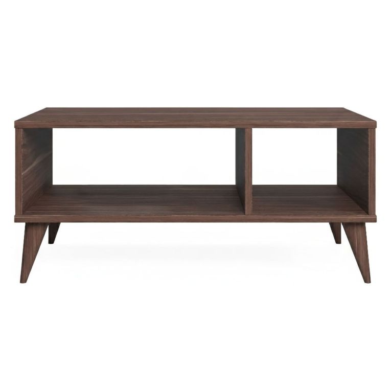 Tavolino da Salotto Marrone Noce 2 Vani Forma Rettangolare 90x40x55h cm, Materiale Piano in Legno Nobilitato