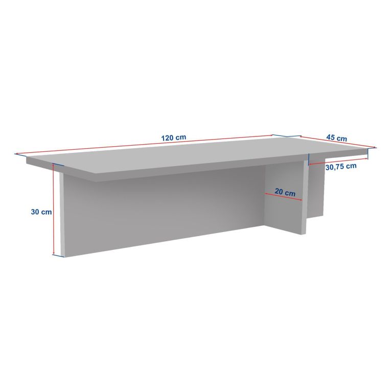 Tavolino da Salotto Marrone Noce Bianco Marmo Forma Rettangolare Materiale Piano in Legno Nobilitato 120x45x30h cm, Colore Ripiano Bianco - Marmorito