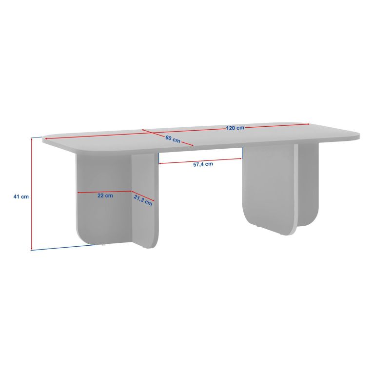Tavolino da Salotto Marrone Noce Bianco Marmo Forma Rettangolare Materiale Piano in Legno Nobilitato 120x60x41h cm, Colore Ripiano Bianco - Nomeva
