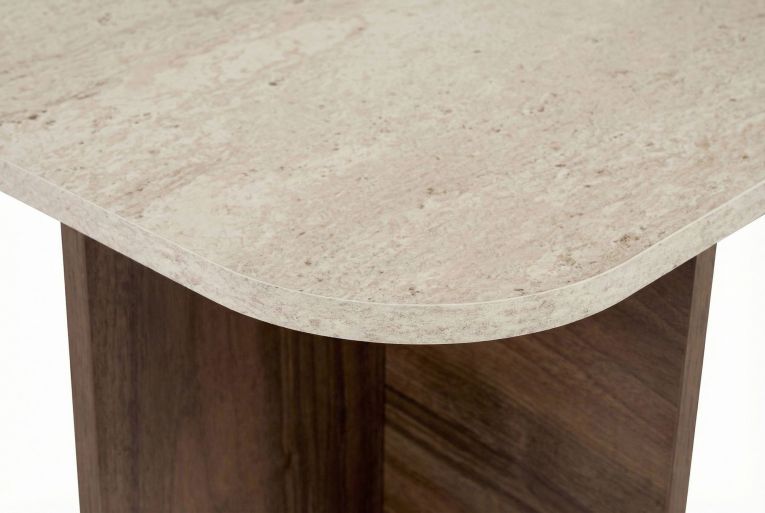 Tavolino da Salotto Marrone Noce Bianco Marmo Forma Rettangolare Materiale Piano in Legno Nobilitato 120x60x41h cm, Colore Ripiano Bianco - Nomeva