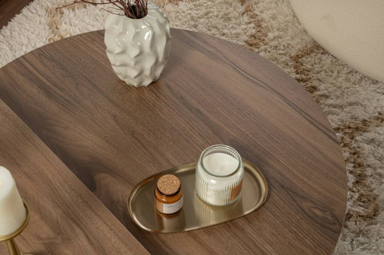 Tavolino da Salotto Marrone Noce Bianco Portariviste Forma Rettangolare 90x60x35h cm, Colore Ripiano Marrone - Mansue